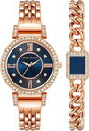 Anne Klein AK/2928NVST Women's Premium Crystal Accented Watch and Bracelet Set