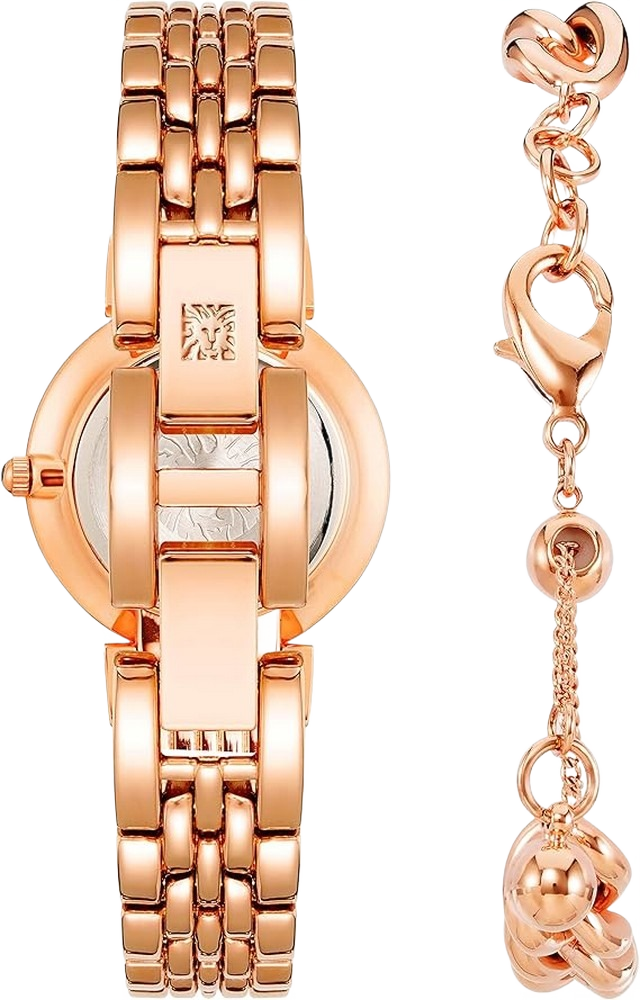 Anne Klein AK/2928NVST Women's Premium Crystal Accented Watch and Bracelet Set
