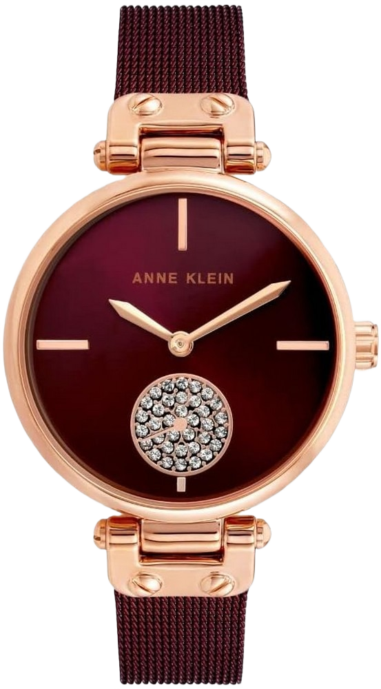 Anne Klein AK/3000RGBY Women's Crystal Burgundy Dial Watch
