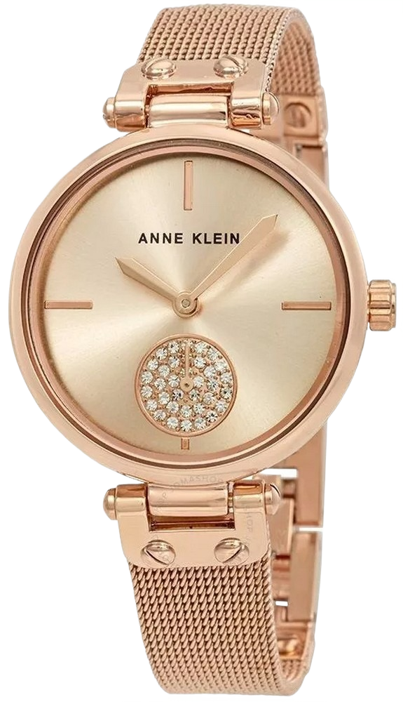 Anne Klein AK/3000RGRG Women's Premium Crystal Accented Mesh Bracelet Watch