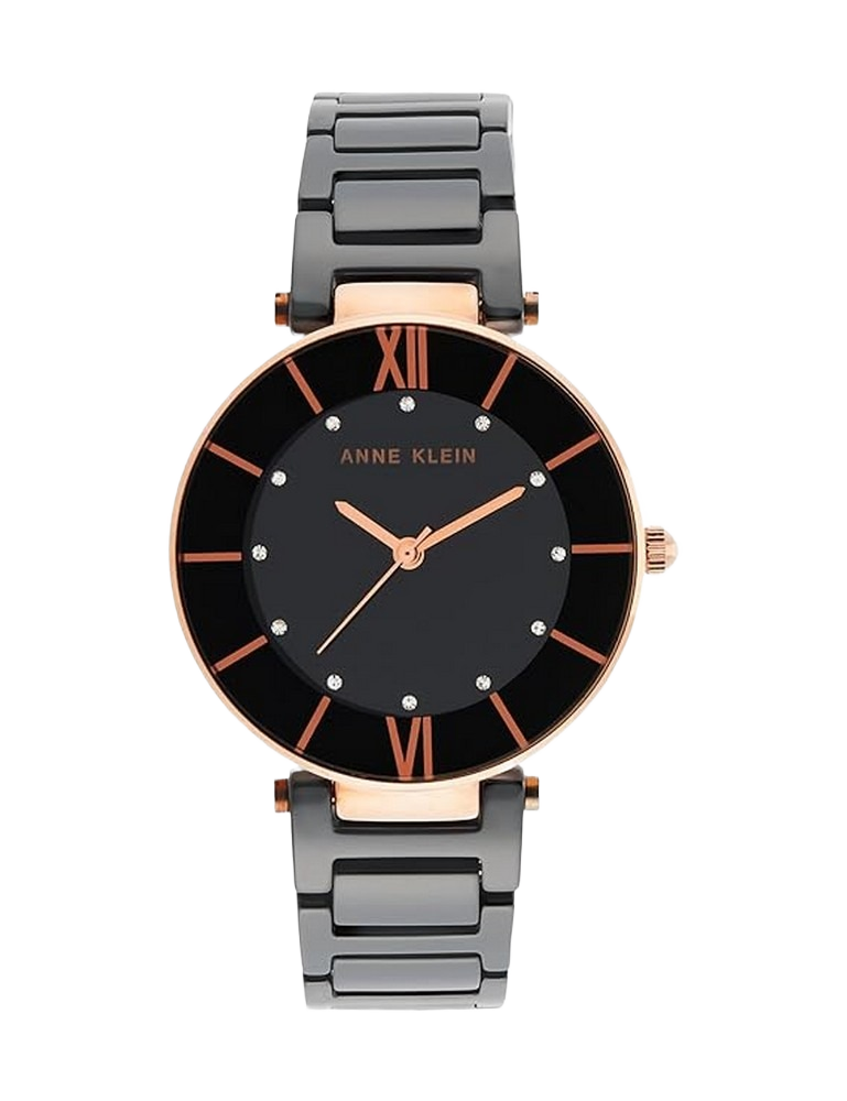 Anne Klein Women's AK/3266BKRG Premium Crystal Accented, Black Ceramic Bracelet Watch