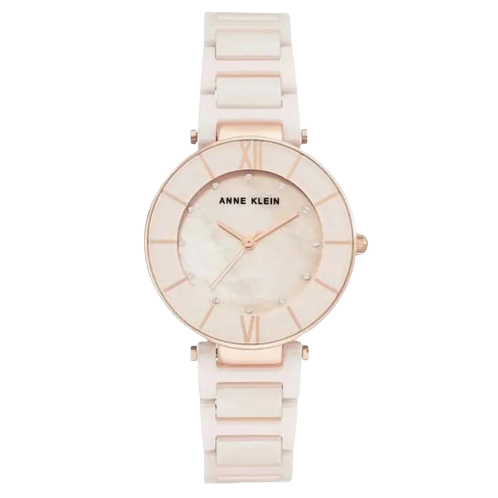 Anne Klein AK/3266LPRG Women's Premium Crystal Accented Ceramic Bracelet Watch