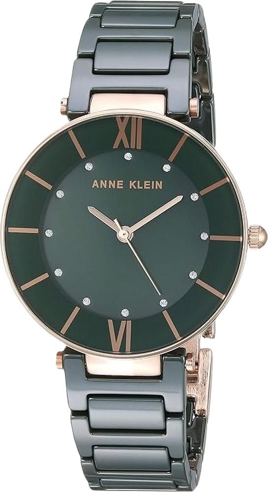 Anne Klein AK/3266NVRG Premium Crystal Accented Ceramic Bracelet Women's Watch