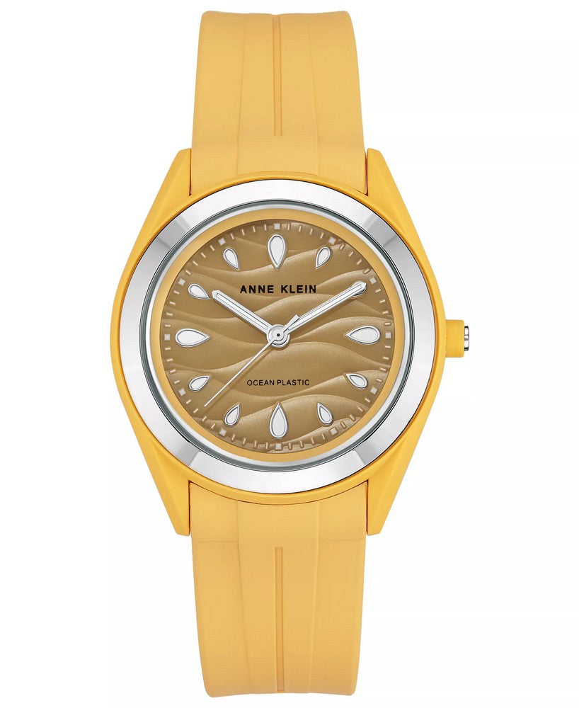 Anne Klein AK/3913SVYL Women's Yellow Solar Ocean Work Plastic Metal Watch