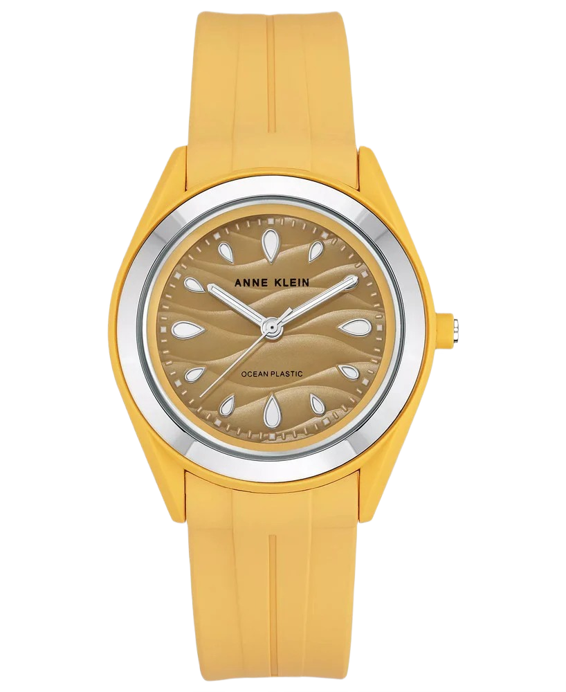 Anne Klein AK/3913SVYL Women's Yellow Solar Ocean Work Plastic Metal Watch