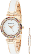 Anne Klein AK/3974wtst Quartz Crystal White Dial Ladies Watch and Bracelet Set