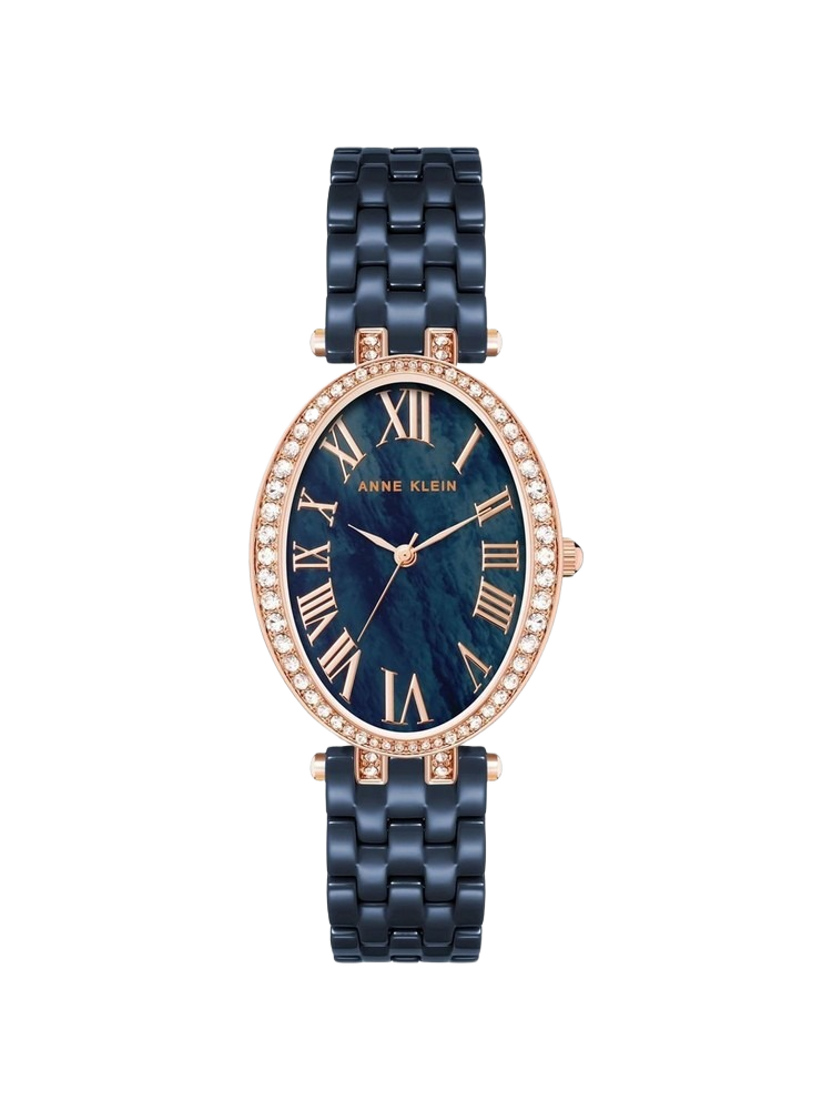 Anne Klein AK-3996RGNV Women's Three-Hand Quartz Navy Ceramic Bracelet Watch