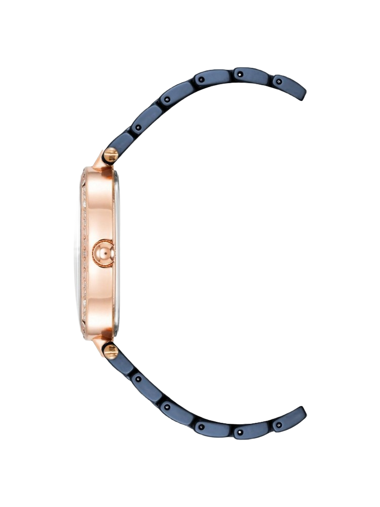 Anne Klein AK-3996RGNV Women's Three-Hand Quartz Navy Ceramic Bracelet Watch