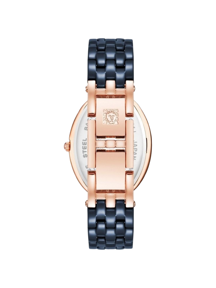 Anne Klein AK-3996RGNV Women's Three-Hand Quartz Navy Ceramic Bracelet Watch