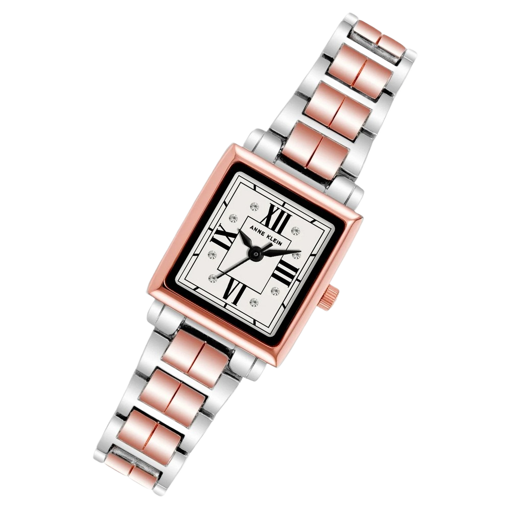 Anne Klein AK/4011SVRT Women's Three-Hand Quartz Square Bracelet Watch
