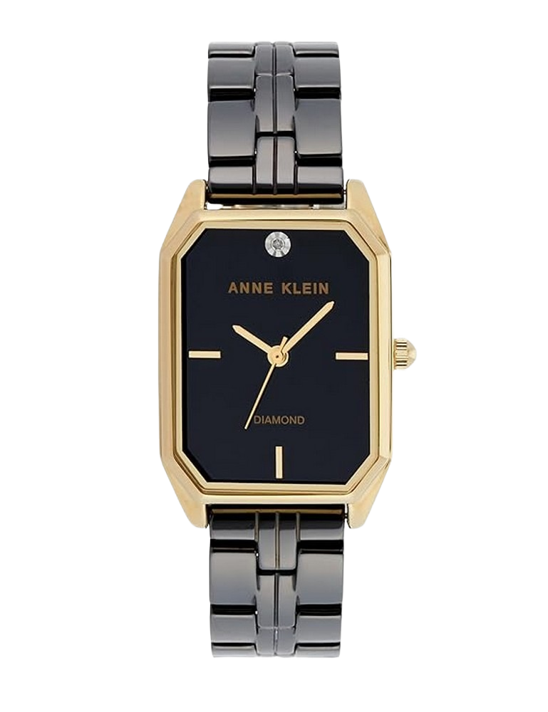 Anne Klein AK/4034GPBK Women's Genuine Diamond Dial Ceramic Bracelet Watch