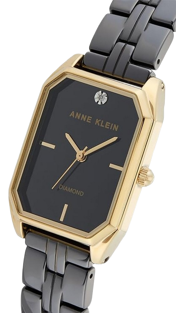 Anne Klein AK/4034GPBK Women's Genuine Diamond Dial Ceramic Bracelet Watch