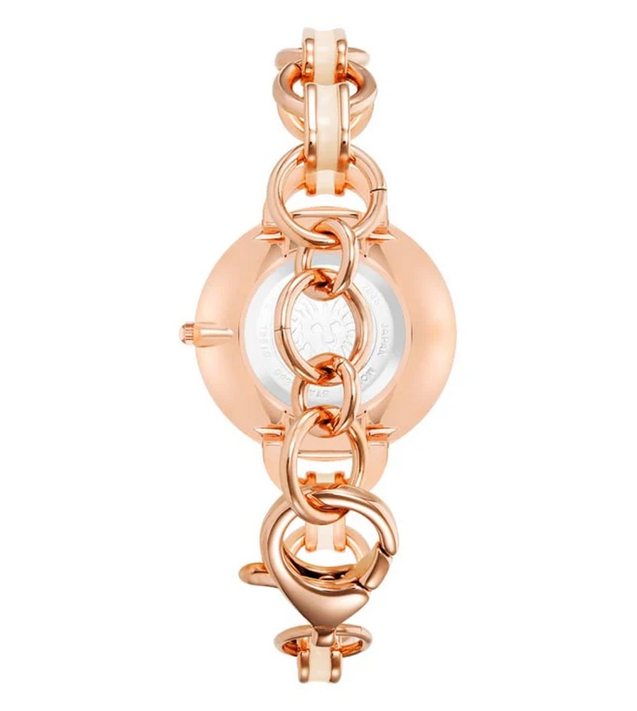Anne Klein  AK/4092BHRG Women's Rose Gold-Tone & White Enamel Bracelet Watch