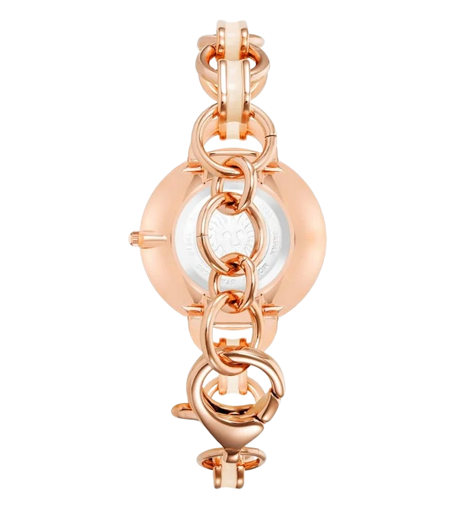 Anne Klein  AK/4092BHRG Women's Rose Gold-Tone & White Enamel Bracelet Watch