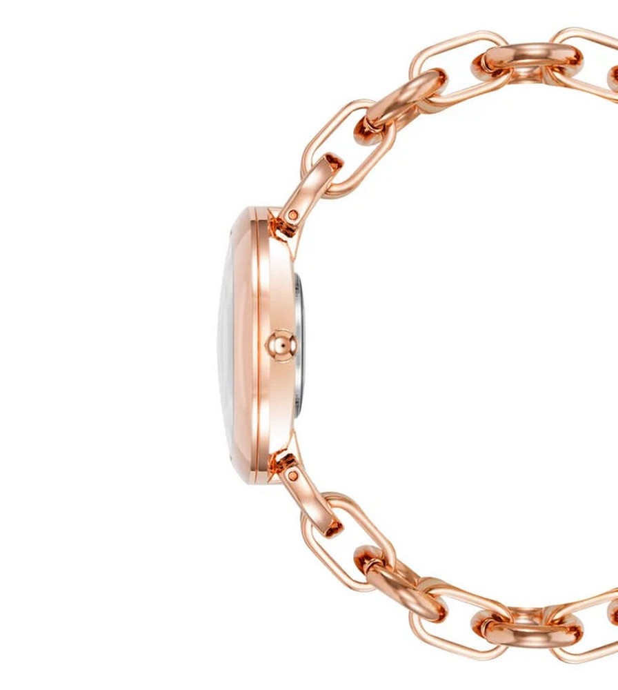 Anne Klein  AK/4092BHRG Women's Rose Gold-Tone & White Enamel Bracelet Watch