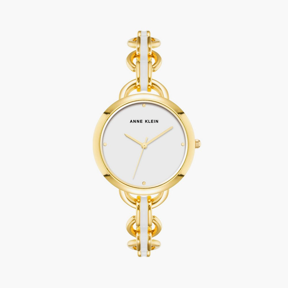 Anne Klein AK/4092WTGB Quartz Analog With White Dial Watch For Women