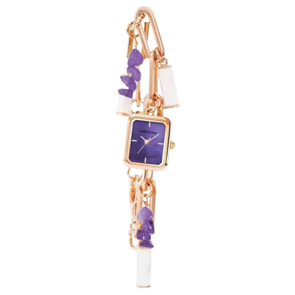 Anne Klein  AK/4108AMCH Women's Three Hand Rose Gold-Tone Alloy Charm Watch