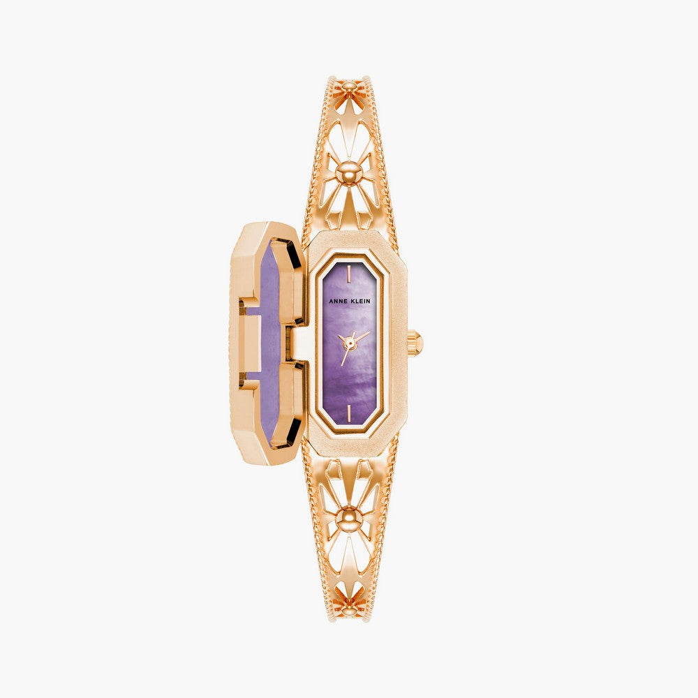 Anne Klein AK/4112AMRG Women's Purple Dial Rose Gold-Tone Alloy Bangle Watch