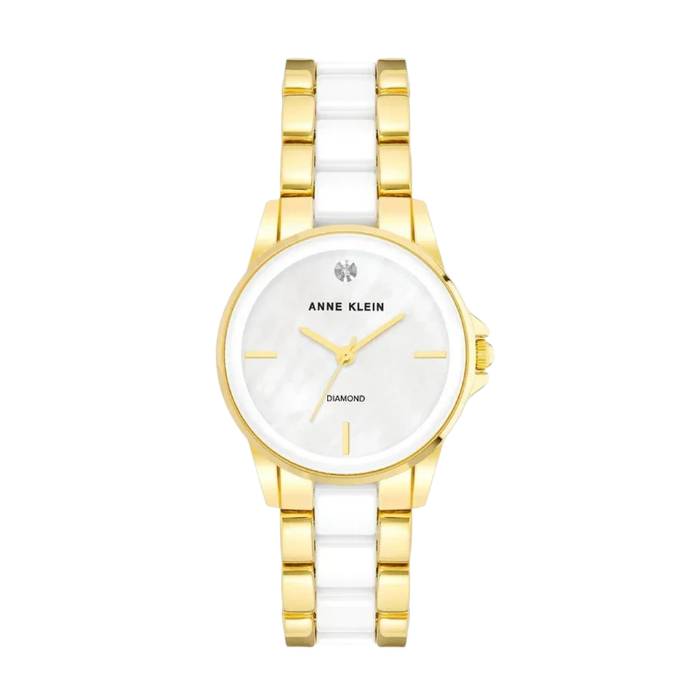 ANNE KLEIN AK/4118WTGB Diamond Accented Ceramic Bracelet Watch