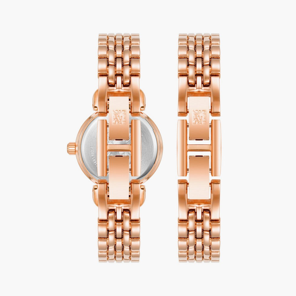Anne Klein AK/4144RGST Quartz White Dial Ladies Watch and Bracelet Set