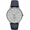 Emporio Armani AR11119 Women's Silver Watch, Dark Blue Leather