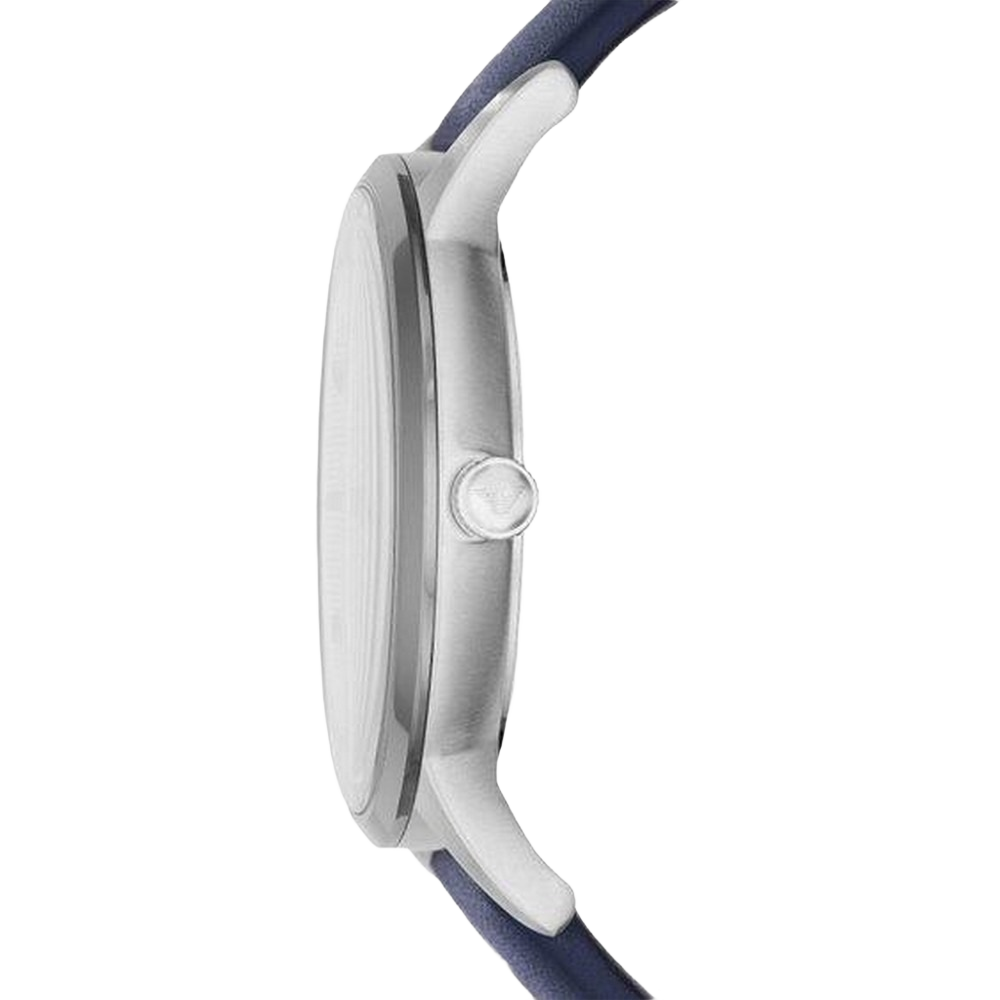 Emporio Armani AR11119 Women's Silver Watch, Dark Blue Leather