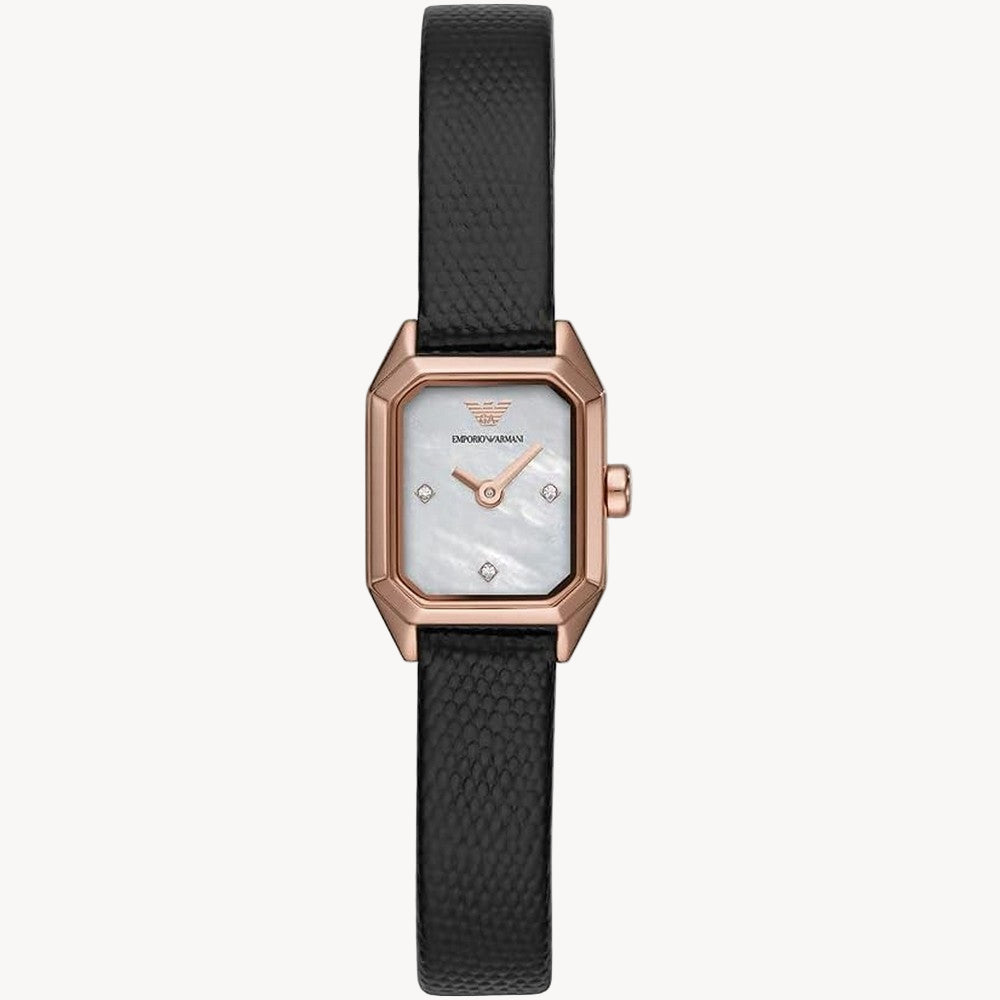Emporio Armani Watch for Women, 22mm Rectangle Case Quartz Two Hand Movement with Stainless Steel or Leather Strap