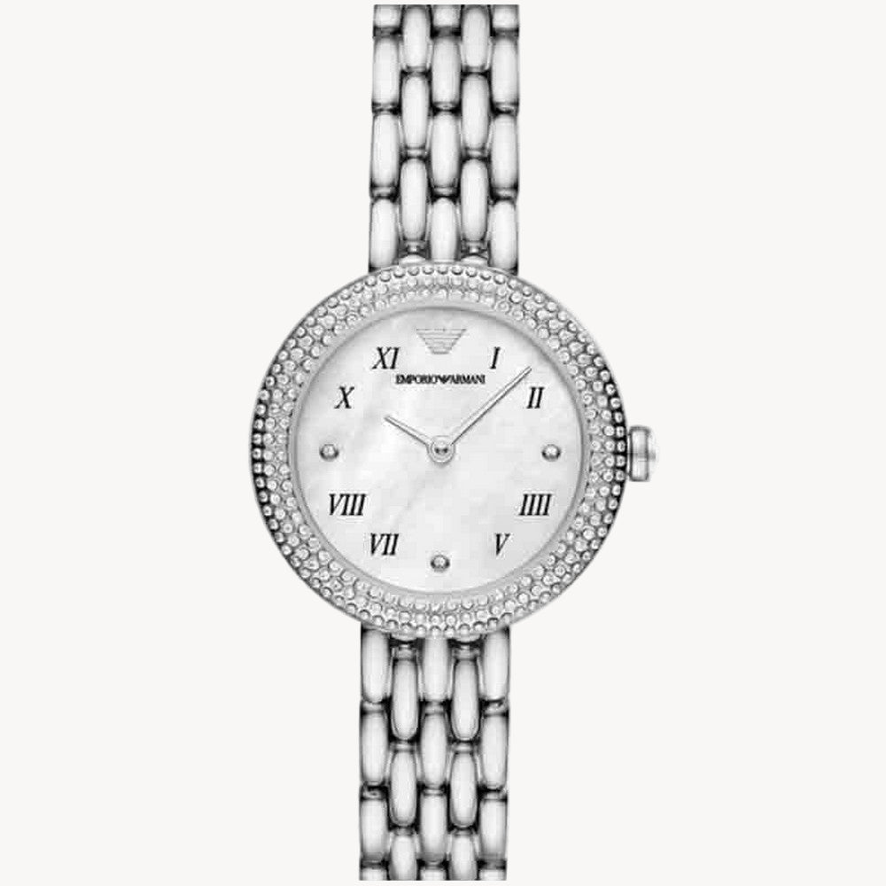 Emporio Armani Watch for Women, 22mm Rectangle Case Quartz Two Hand Movement with Stainless Steel or Leather Strap