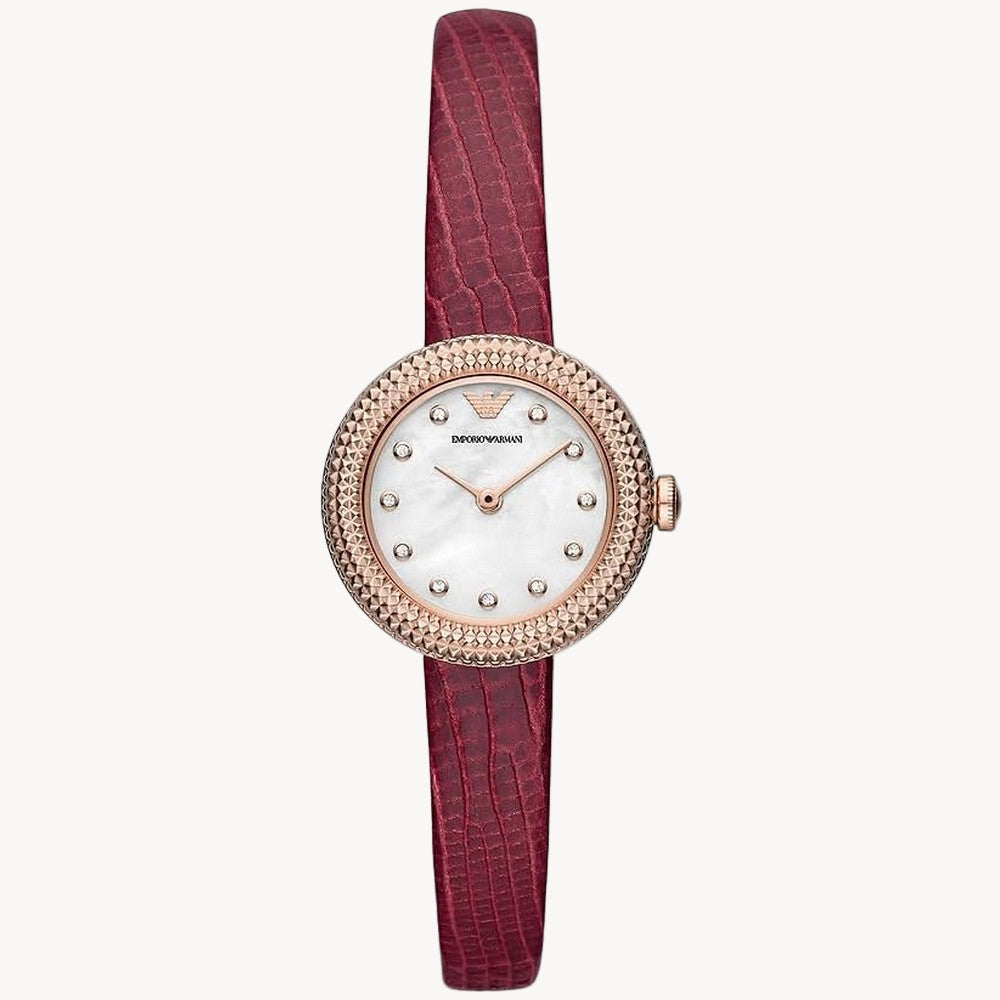 Emporio Armani Watch for Women, 22mm Rectangle Case Quartz Two Hand Movement with Stainless Steel or Leather Strap