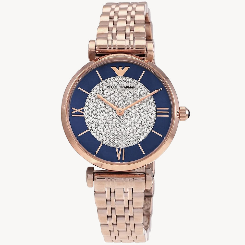 Emporio Armani Watch for Women, 22mm Rectangle Case Quartz Two Hand Movement with Stainless Steel or Leather Strap