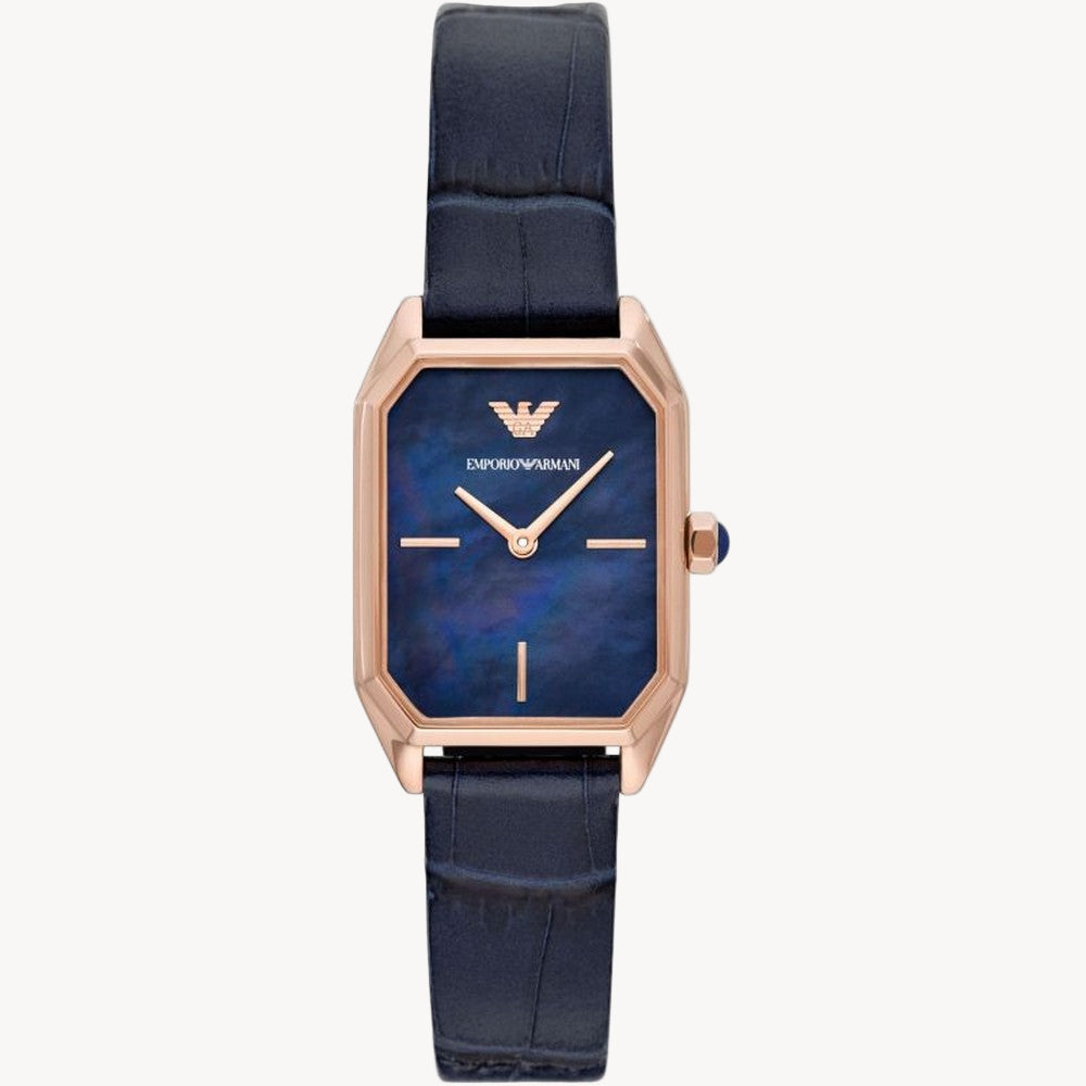 Emporio Armani Watch for Women, 22mm Rectangle Case Quartz Two Hand Movement with Stainless Steel or Leather Strap