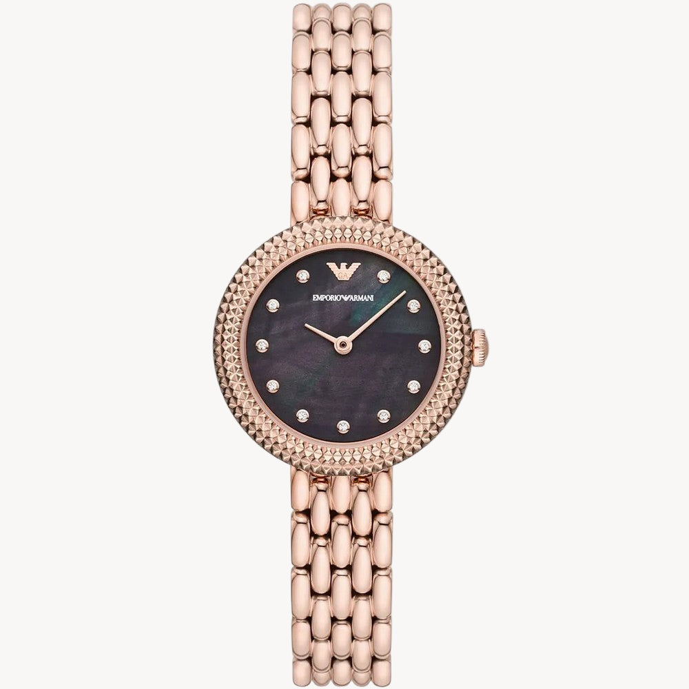 Emporio Armani Watch for Women, 22mm Rectangle Case Quartz Two Hand Movement with Stainless Steel or Leather Strap