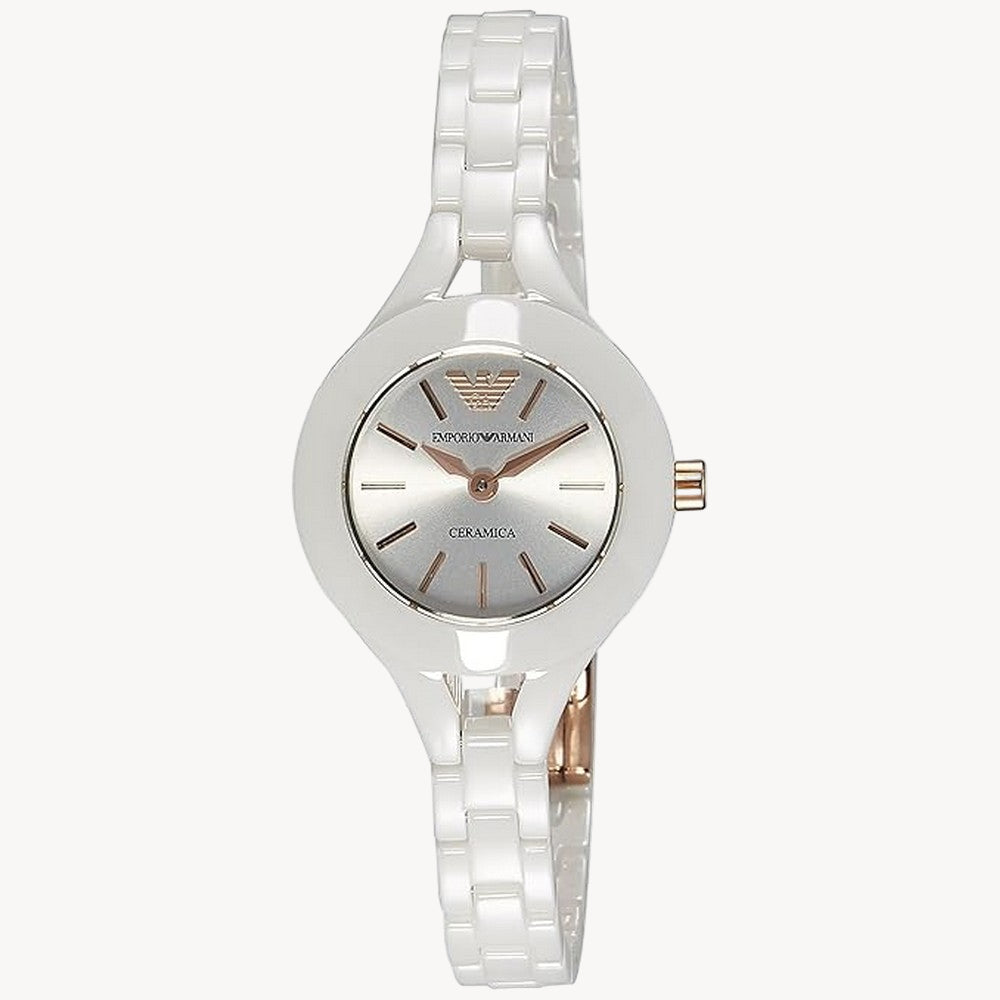 Emporio Armani Watch for Women, 22mm Rectangle Case Quartz Two Hand Movement with Stainless Steel or Leather Strap