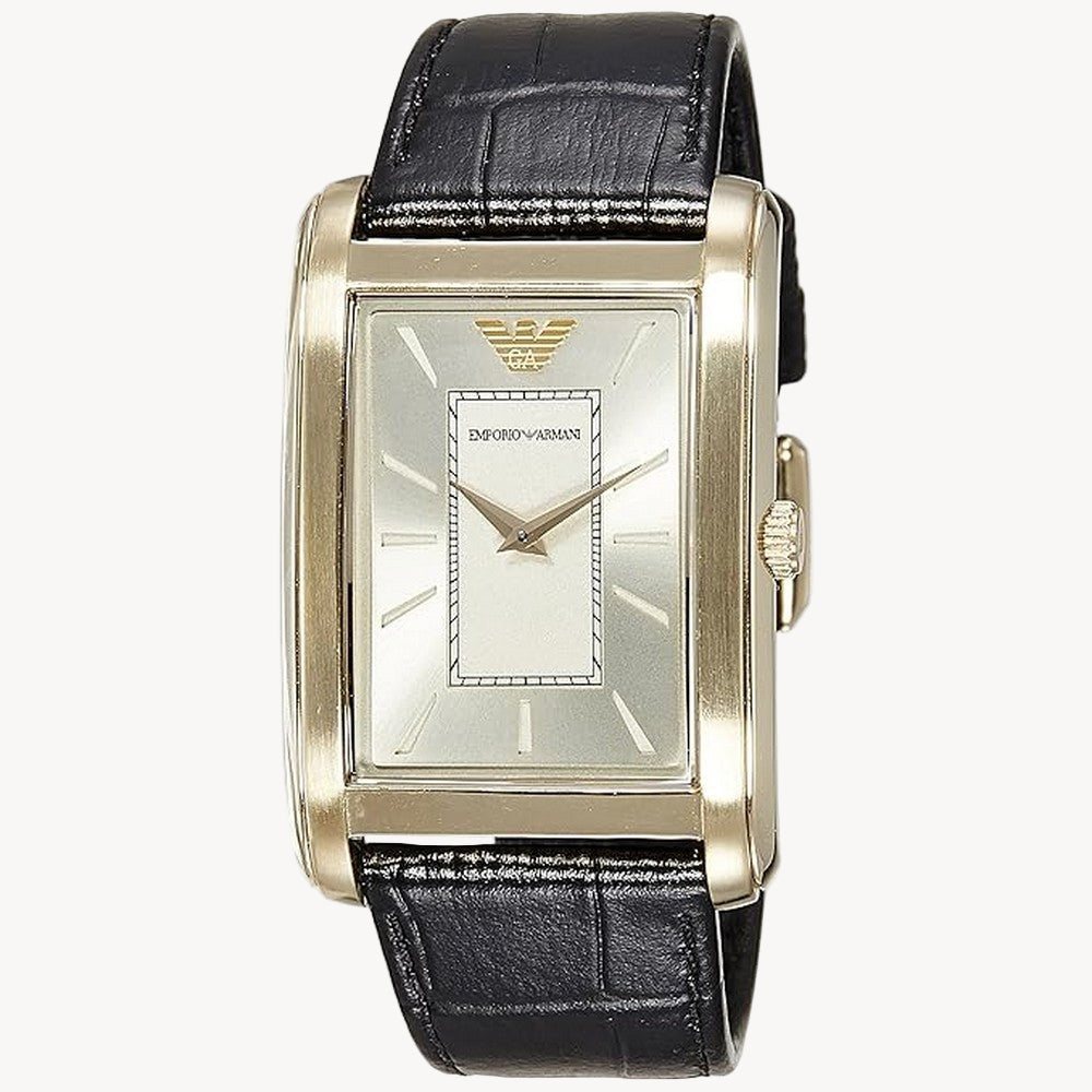 Emporio Armani Watch for Women, 22mm Rectangle Case Quartz Two Hand Movement with Stainless Steel or Leather Strap