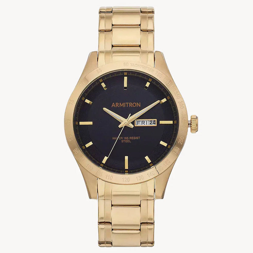 ساعة أرميترون 20/5174BKGP للرجال، كوارتز، مينا سوداء، مقاس 42 مم، أنالوج