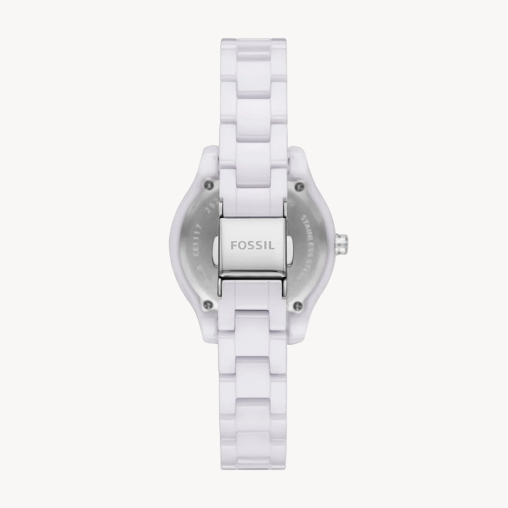 ساعة Fossil CE1116 Stella Three-Hand Date White Ceramic
