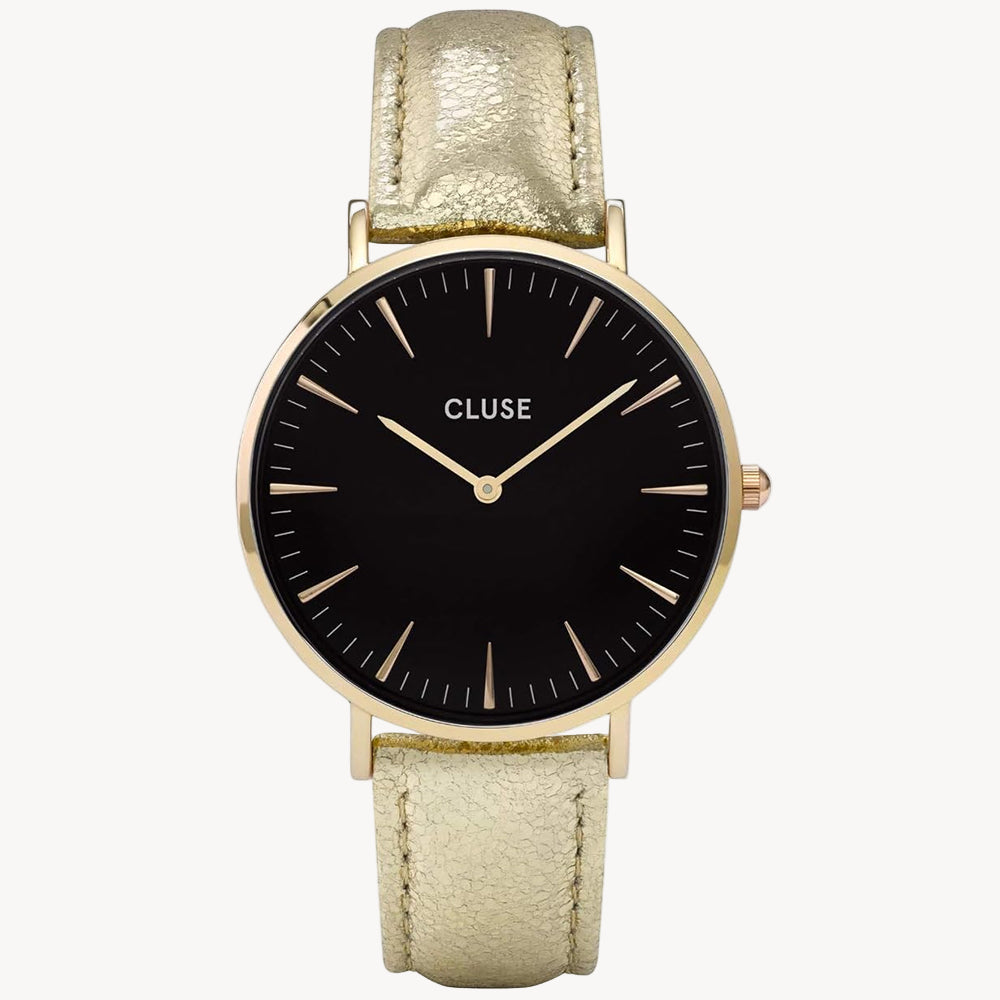 CLUSE CL18422 La Boheme Black Dial Gold Leather Women's Watch Cluse