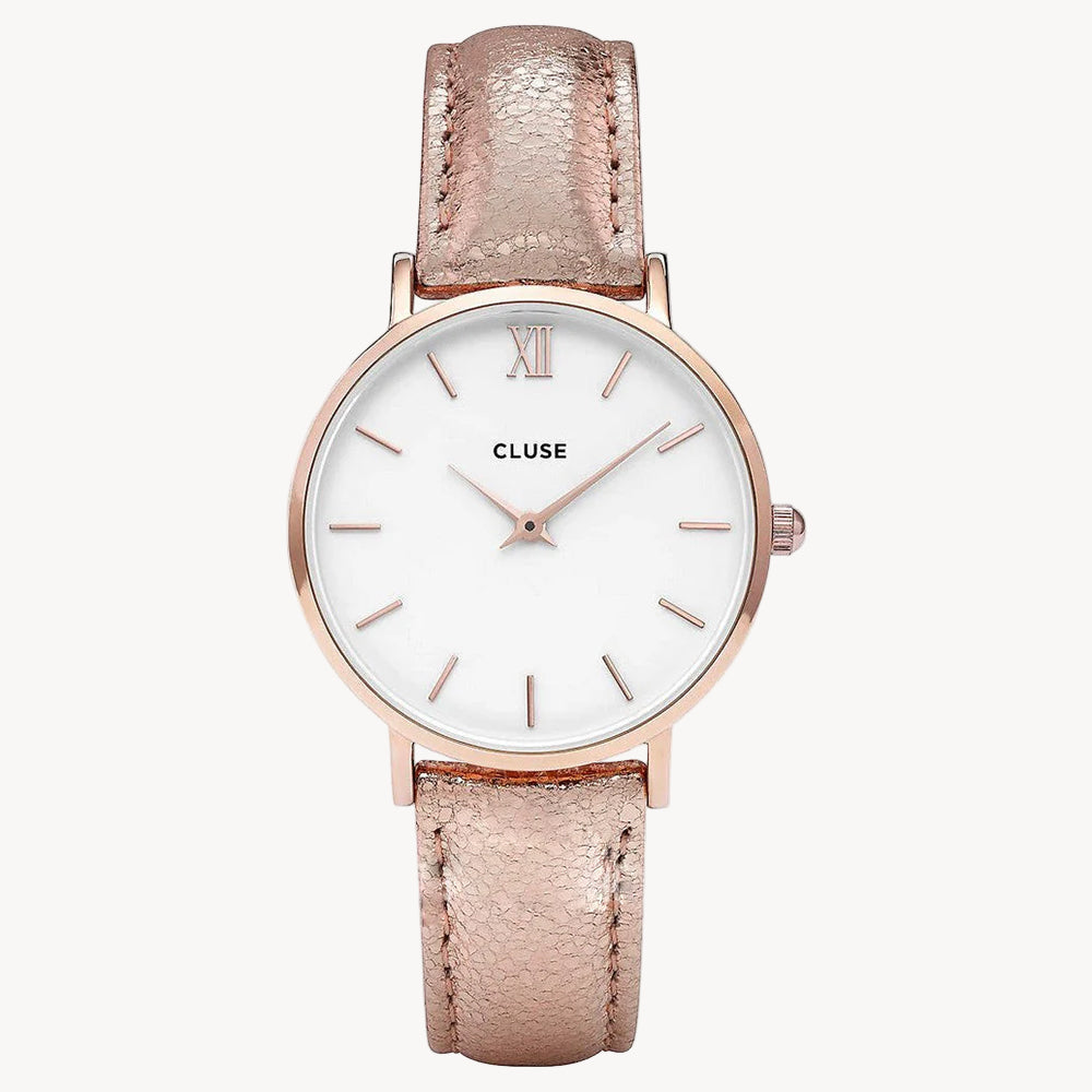CLUSE CL30038 Minuit Rose Gold White/Rose Gold Metallic Women's Watch Cluse
