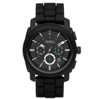 ساعة فوسيل FS4487LE كرونوغراف آلية من السيليكون الأسود