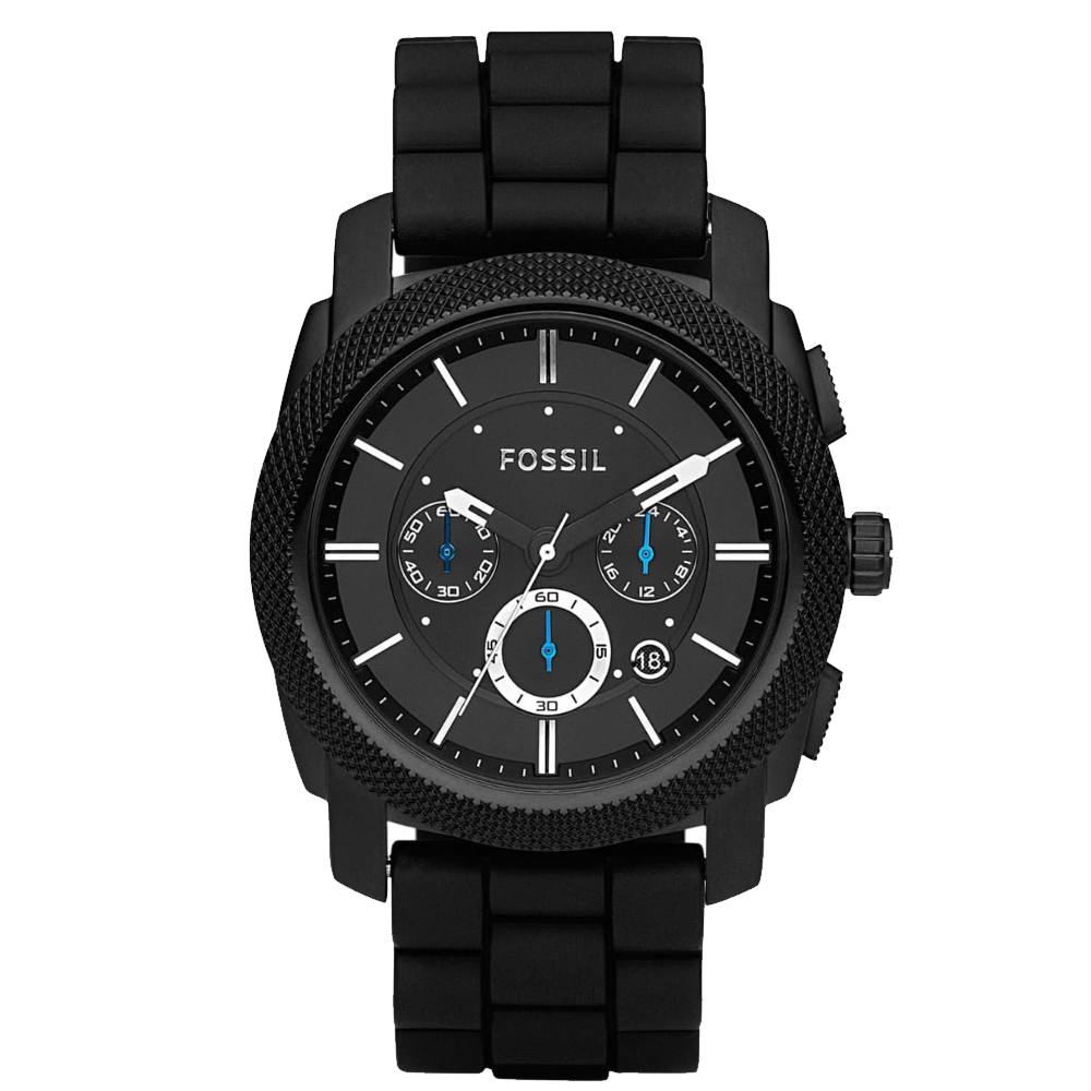ساعة فوسيل FS4487LE كرونوغراف آلية من السيليكون الأسود
