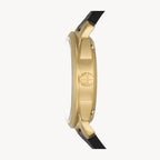 ساعة فوسيل FS5909 ماشين بثلاثة عقارب من الجلد الأسود