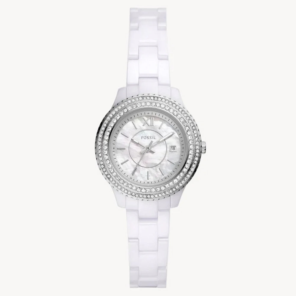 ساعة Fossil CE1116 Stella Three-Hand Date White Ceramic