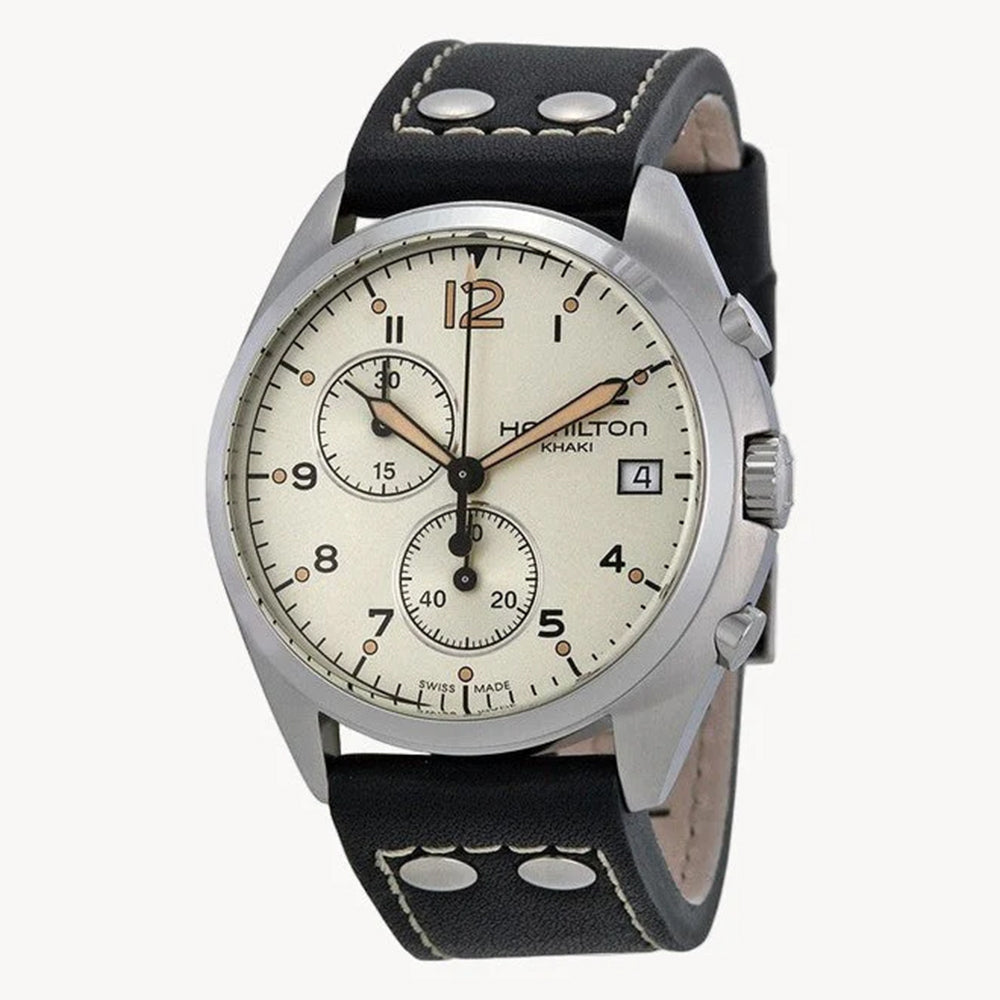 هاميلتون H76512755 كاكي بايلوت بايونير كرونو كوارتز | ساعة سويسرية للطيران مقاس 41 مم