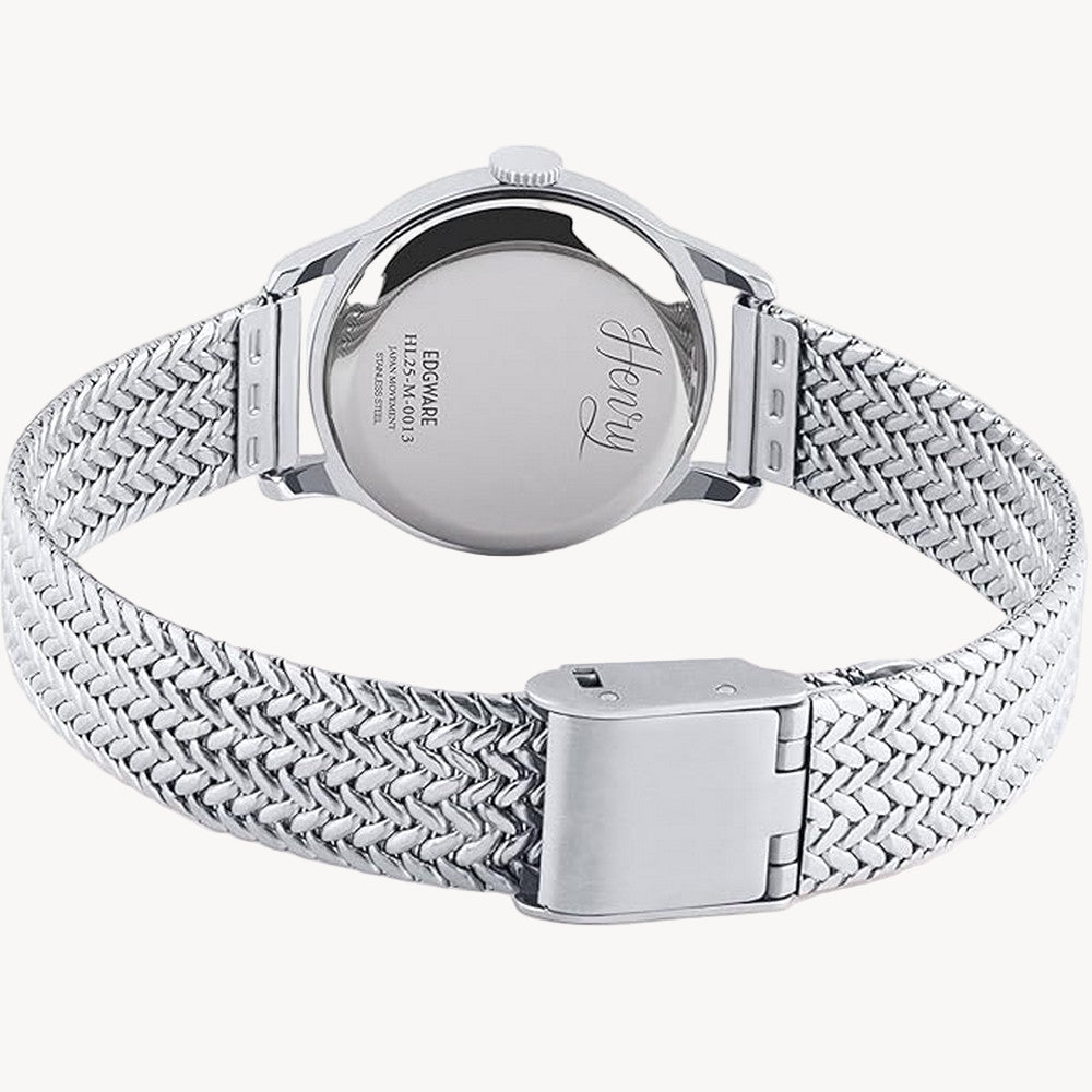 ساعة هنري لندن HL25-M-0013 كوارتز كلاسيكية تناظرية للجنسين بسوار من الفولاذ المقاوم للصدأ