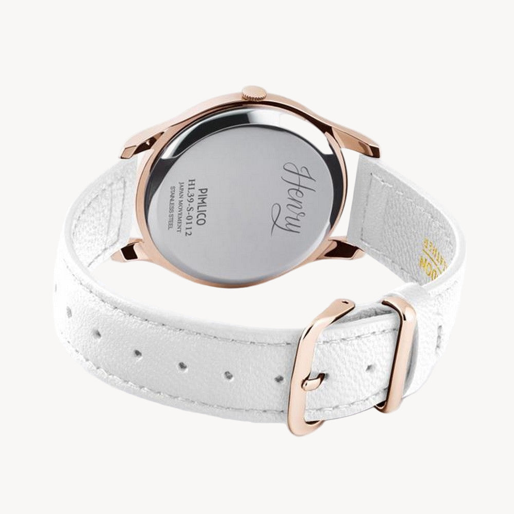 ساعة هنري لندن HL39-S-0112 للجنسين أنالوج بيمليكو بحزام جلدي أبيض