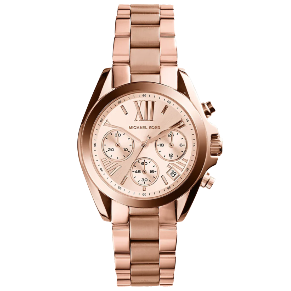ساعة مايكل كورس MK5778 للرجال كوارتز من الفولاذ المقاوم للصدأ باللون الذهبي الوردي ومينا باللون الذهبي الوردي 42 مم