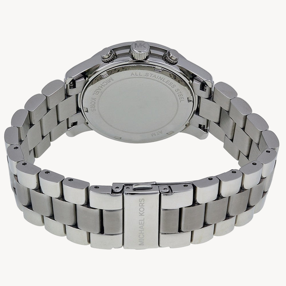 Michael Kors Runway Chronograph Pink Dial Silver Steel Strap Watch for Women - MK6160