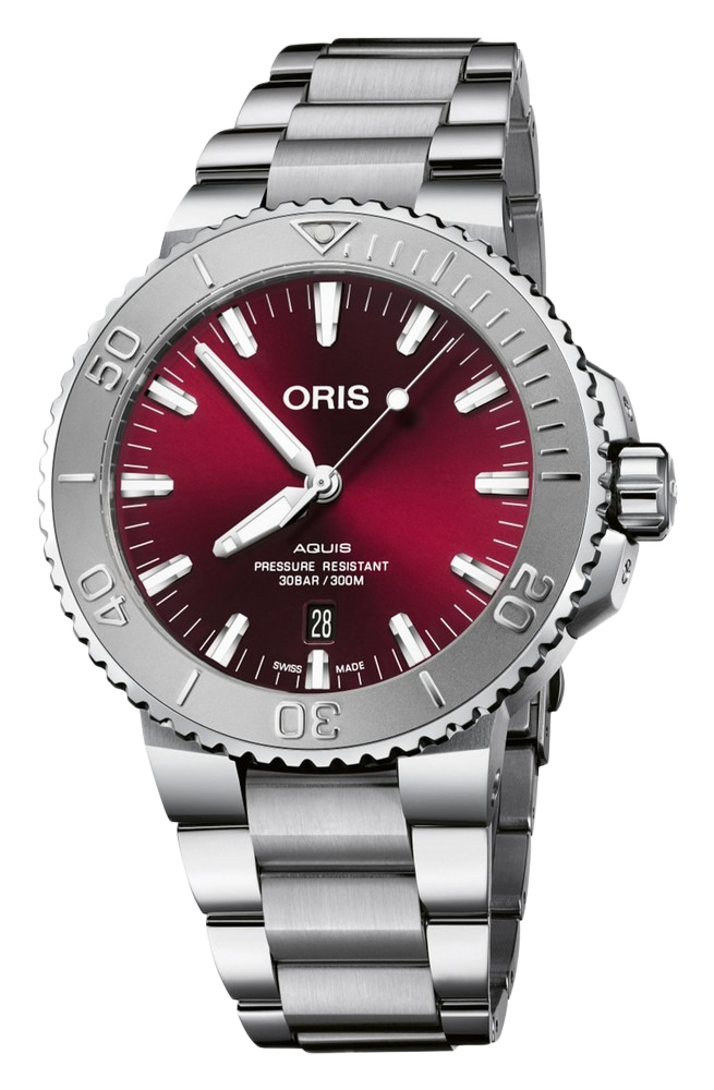 Oris 01 733 7730 4158-07 8 24 05PEBAquis Cherry 43.5mm Mens Watch