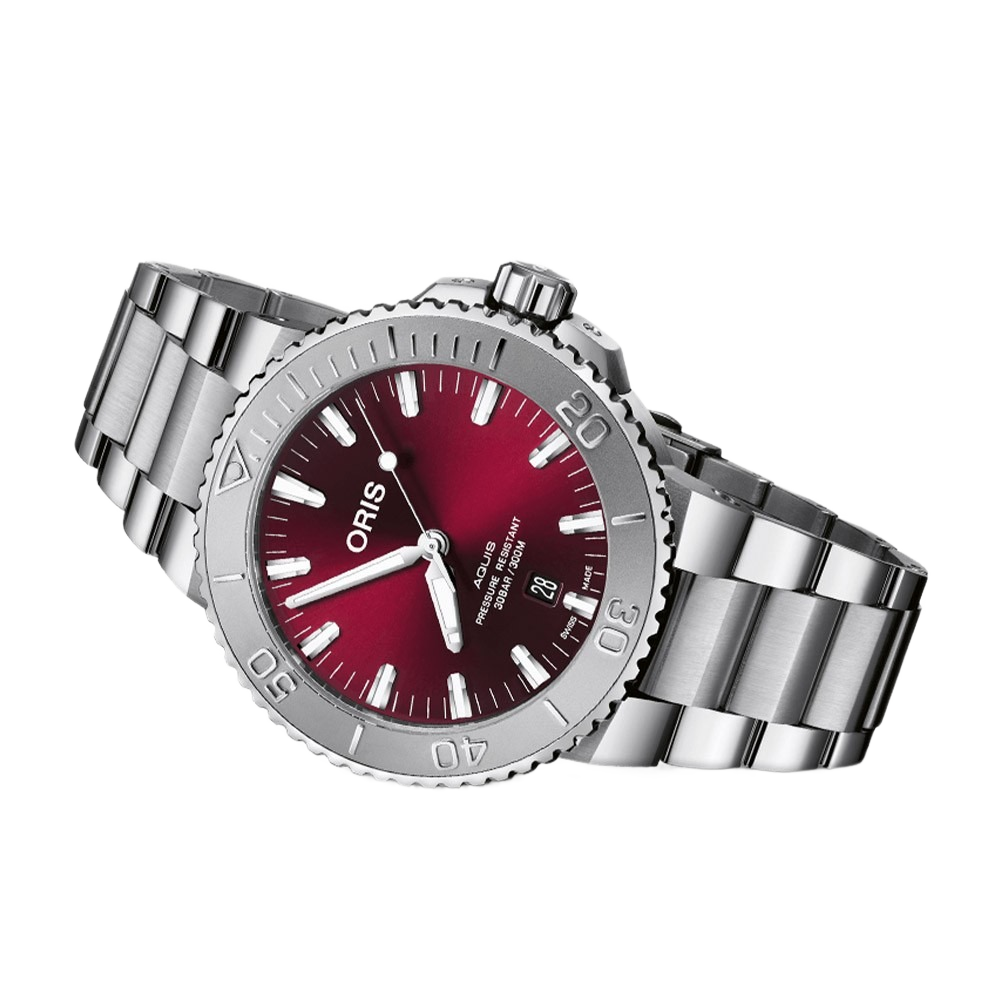 Oris 01 733 7730 4158-07 8 24 05PEBAquis Cherry 43.5mm Mens Watch