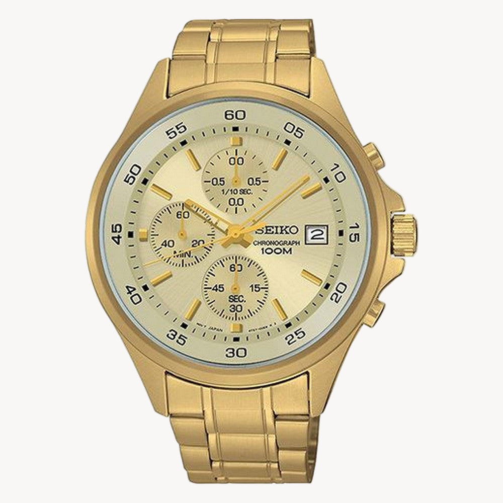 ساعة سيكو كرونوغراف كوارتز 100 متر للرجال SKS482P1